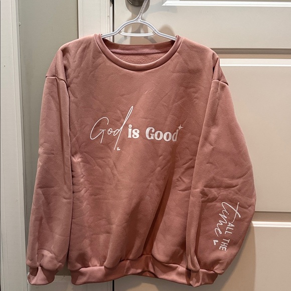 Sweaters - Women's Graphic Crew Neck Sweater - Pink